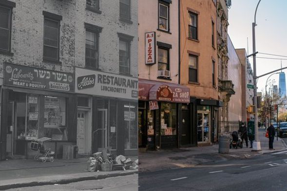 Grand St and East Broadway then and now